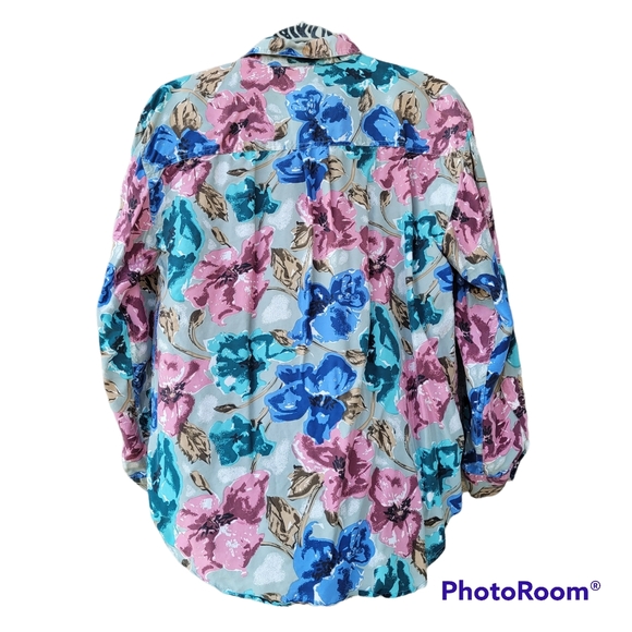 Vintage Silk Floral Blouse Lady Foot Locker - Picture 5 of 6